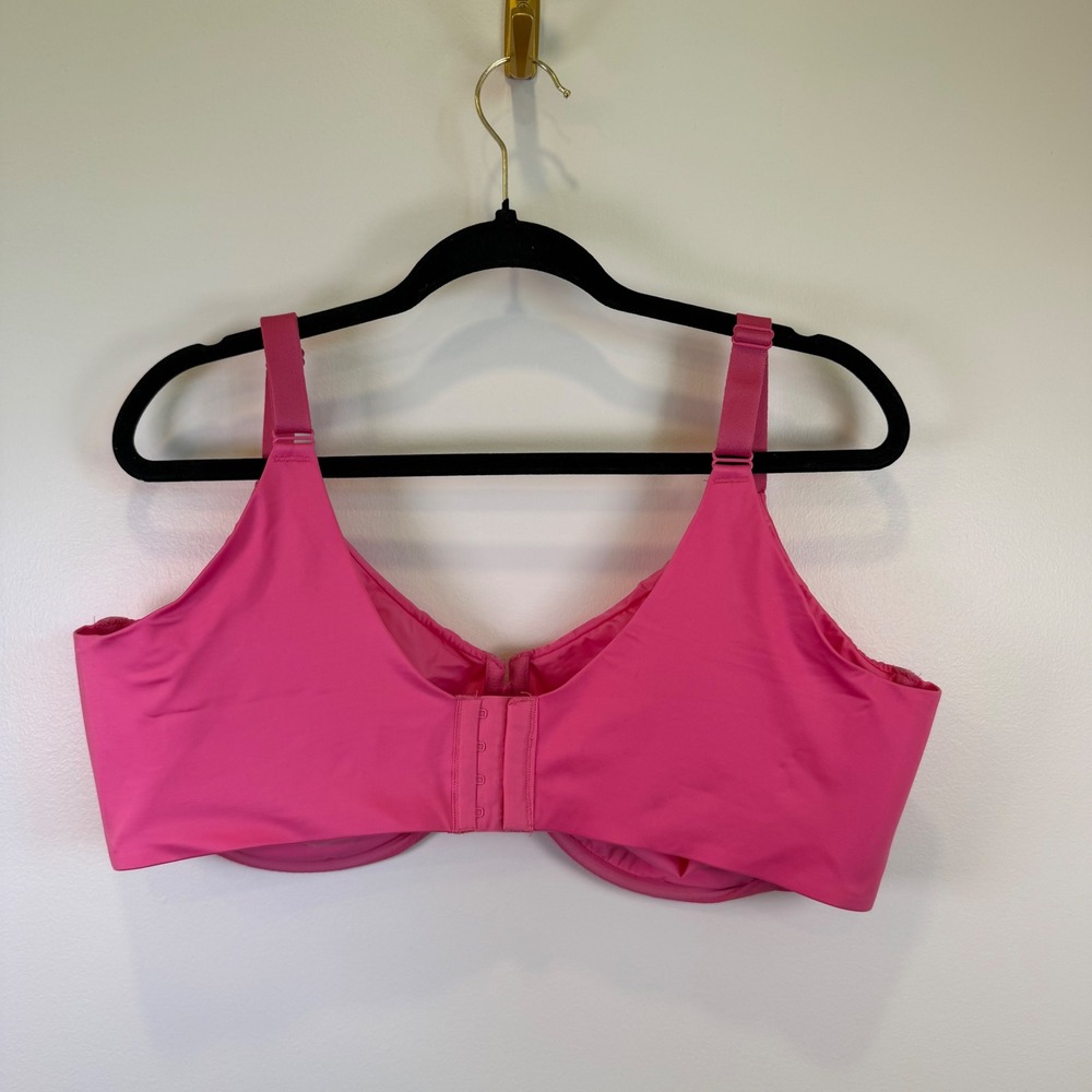 Cacique Pink Smooth Unlined Underwire Bra 44G Full Coverage Adjustable Straps - Picture 4 of 7